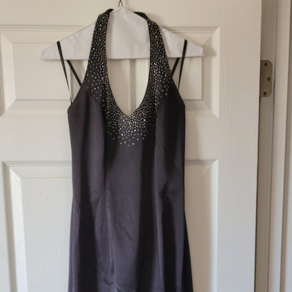 Masquerade Evening Gown Black Beaded Maxi Length Size 7/8